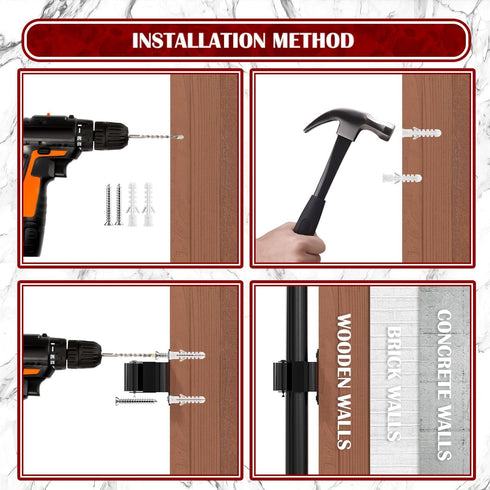 3-H Mop and Broom Holder Wall Mount, Broom Holder Wall Mount 6 Pack, Broom Holder for Garage Garden Shed Storage System Laundry Room Home Kitchen ...