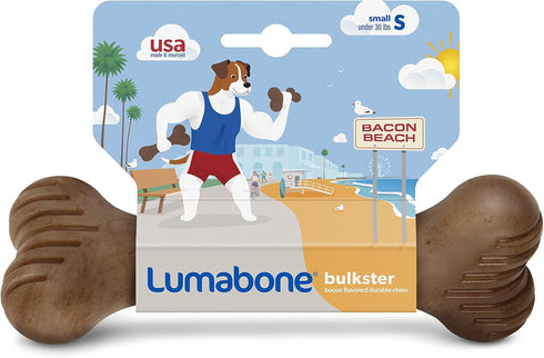 Bulkster Durable Chew Toy for Aggressive Chewers, Real Bacon, Made in USA, Small...