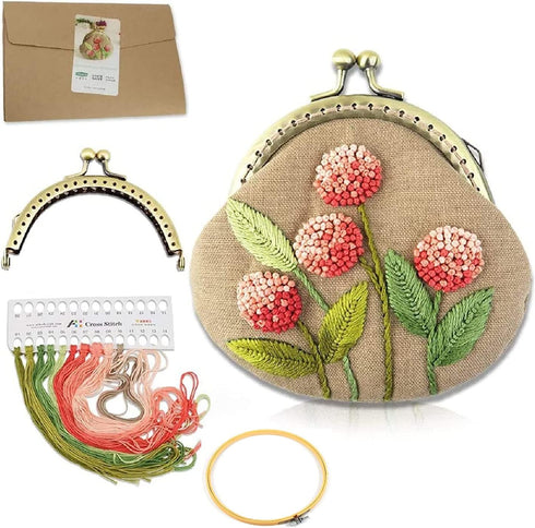 YJGMY Beginner Embroidery Coin Purse kit, Simple Embroidery, Cross Stitch kit Suitable for Beginner Sewing Craft Friend Gift Bag (Cherry)......