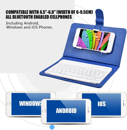 V BESTLIFE V Universal Wireless Bluetooth Keyboard Flip Magnetic Leather Travel Carrying Case Cover with Stand for iOS/for Android Phones(Blue)...