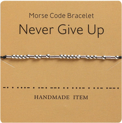 Inspirational Morse Code Beaded Bracelet with Card Adjustable Braide String Rope Wrap Bracelet for Women Men Lover Friend Handmade Christmas Thank...