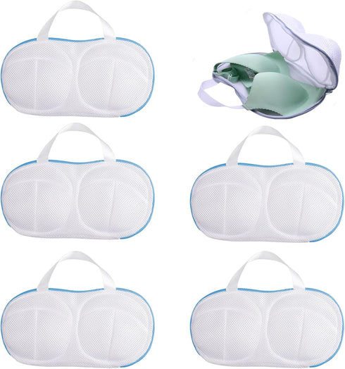 Bra Washing Bags for Laundry,6 Pcs Large bra laundry bags for washing machine,Fits for A-D Cups Bras Anti Deformation Bra Washing Bag(Blue)...