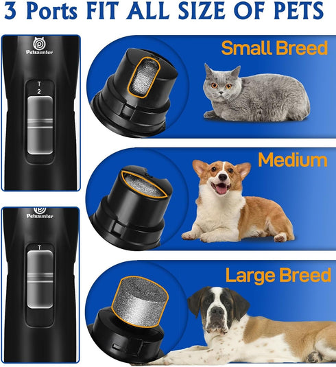 Dog Nail Grinder, Dog Nail Trimmers and Clippers Kit, 2-Speed and LED Light, Powerful Touch-Switch, Quiet and Low-Vibration Pet Nail Trimmers for ...
