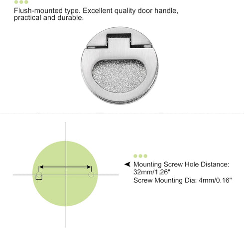 uxcell Flush Pull Ring Handle 43.5x7mm, Plane Drawer Door Pull, Brushed Silver Tone...