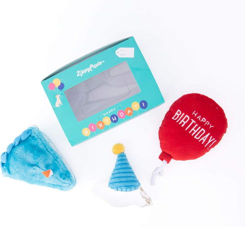 ZippyPaws Birthday Box - Birthday Gift for Dogs, Squeaky Toy Set, Colorful Squeaky Dog and Puppy Toys, and Precious Doggy Plushies - 3 Toys...