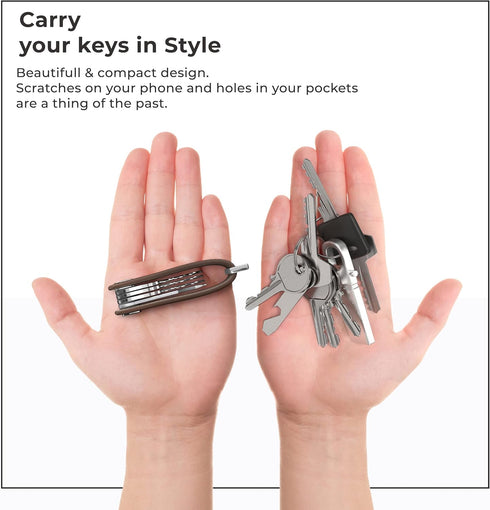 Northwall Key Organizer Keychain, 100% Italian Leather Compact Key Holder, Secure Locking Mechanism, Holds up to 7 Keys, (ThorKey Brown)...