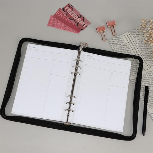 MultiBey A5 Binder 6 Ring Cover PVC Notebook Shell with Zipper, Sparkling A5 Budget Binder for Cash Budget System, Journaling, Planner (10'' x 7''...