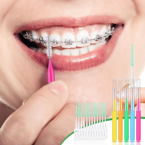 Zopeal 250 Pcs Interdental Brush for Braces Disposable Braces Flossers Dental Picks Floss Toothpick Dental Teeth Flossing Head Oral Hygiene Flosse...