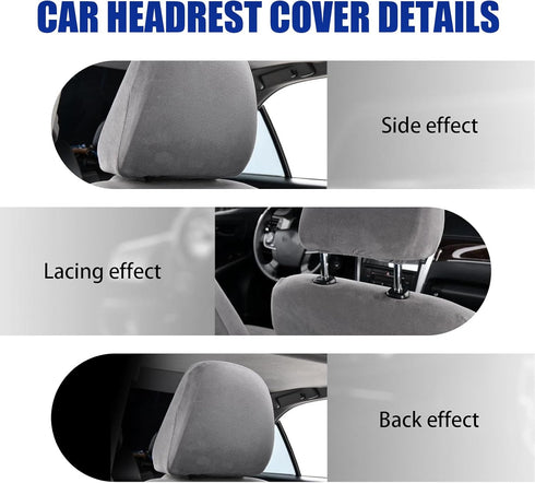 2 PCS Car Seat Headrest Cover, Elastic Full-Surrounding Simple Dust Cover, Breathable Non-Disposable Cleanable Reusable Headrest Anti-Scratch Prot...
