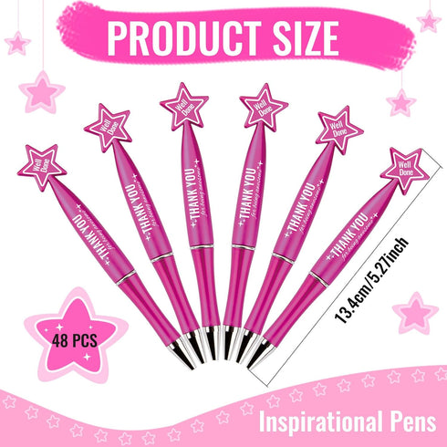 48 Pcs Thank You Ballpoint Pens Employee Appreciation Gifts for Women Inspirational Pens for Nurses Coworker Graduation Gifts Motivational Star Pe...