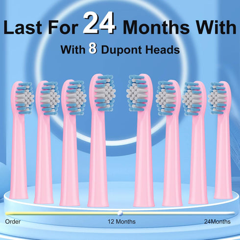 Electric Toothbrush, with 8 Replacement Brush Heads and 1 Travel Box,Sonic Toothbrush for Adults and Kids,Portable Rechargeable Toothbrush for Tra...