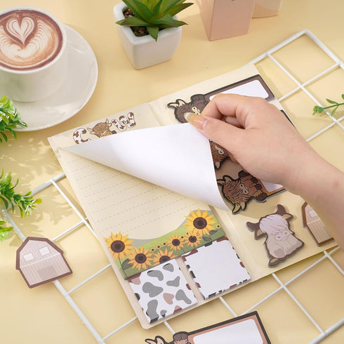 240 Sheets Highland Cow Sticky Notes Set 8 Designs Notepads Cute Animal Post Reminder Memo Pads for Annotating Books Office School Study Supplies...