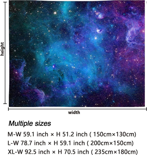 Lahasbja Galaxy Tapestry Blue Starry Sky Universe Space Tapestries Wall Hanging Mysterious Nebula Stars Backdrop for Living Room Dorm...