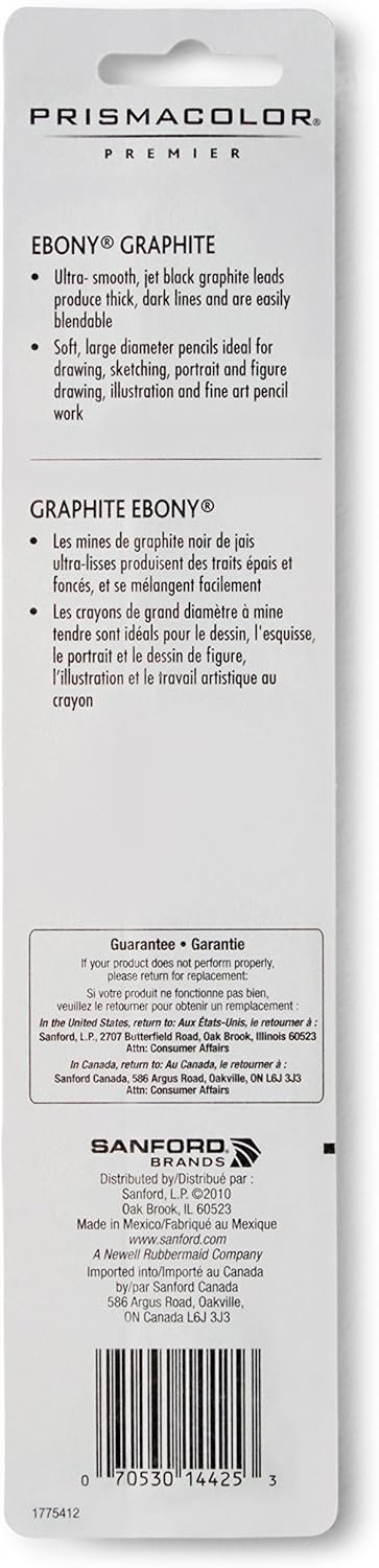 Prismacolor Ebony Graphite Drawing Pencils, Black, 2-Count...