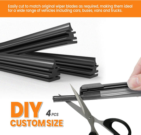 Car Wiper Blade Replacement Strip, 28" Adjustable Windshield Wiper Blade Refill Strip, Automotive Frameless DIY Rubber Wiper Blade for Car, Truck,...