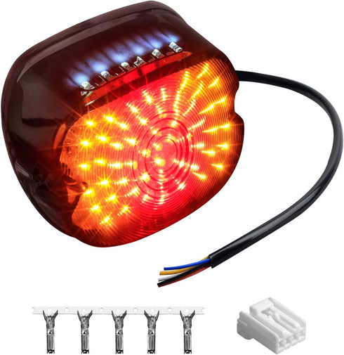 NTHREEAUTO Smoked LED Tail Light Brake Turn Signal Light Low Profile Taillights Compatible with Harley Road King, Sportster 883 1200, FXDL, FLST, ...