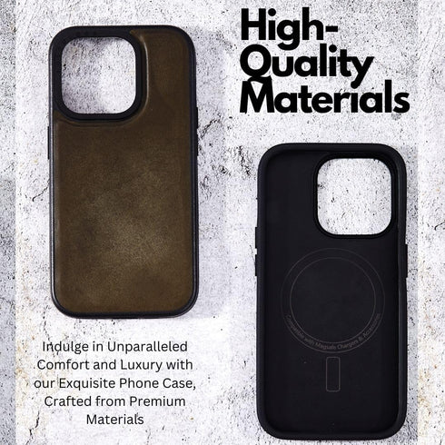 Stylish & Durable Shockproof Protection Leather Case for iPhone 15 in Horween Leather MagSafe Compatible (BOX Leather Orange, iPhone 15 Pro Max)...