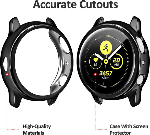 Tobfit Compatible with Samsung Galaxy Watch Active 2 Watch Case Screen Protector 44mm, Soft TPU Full Around Protective Cover for Samsung Galaxy Ac...