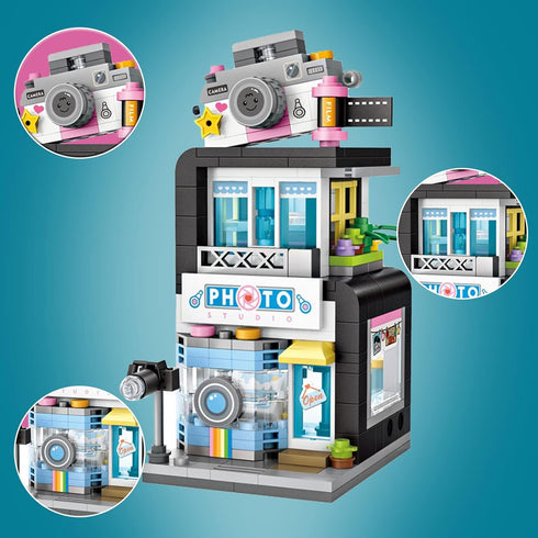 Mini City Shop Street View Building Blocks Model Set,Creative DIY Simulation Architecture Collection Particle Construction Building Bricks Toy for...