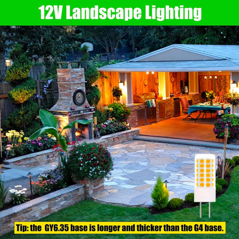 GY6.35 LED Bulbs 12V, T4 JC Type Bi-Pin Base, Warm White 3000K, 35W GY6.35/G6.35 Halogen Replacement for Landscape Path Light, Kitchen Pendant lig...