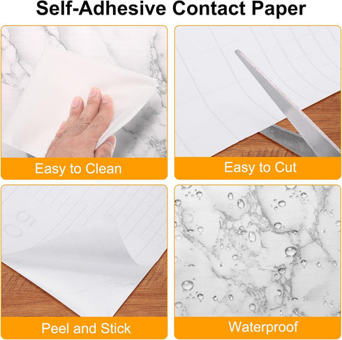 uxcell Marble Contact Paper 15.7"x118" Self-Adhesive Marble Peel and Stick Countertops Wallpaper Waterproof for Wall Kitchen Countertop Cabinet Ba...