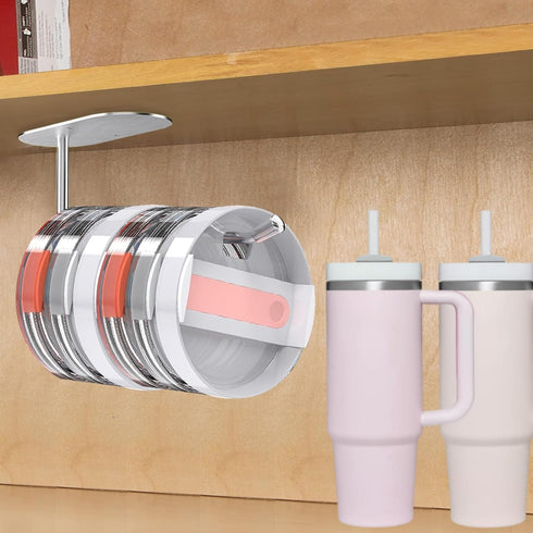 Tumbler Lid Organizer,Space Saving Tumbler Lid Hook for Yeti Tumbler,Stainless Steel Tumbler Lid Holder,Self-Adhesive or Drilling Tumbler Lid Hook...