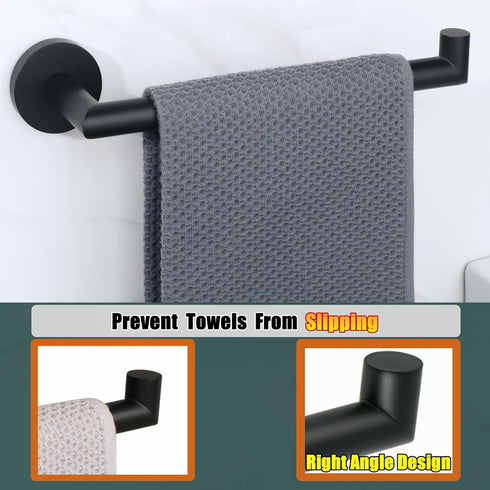 Alise Hand Towel Holder Towel Ring for Bathroom Lavatory,Black Towel Bar Towel Hanger Wall Mount SUS304 Stainless Steel Towel Rack,Matte Black Fin...