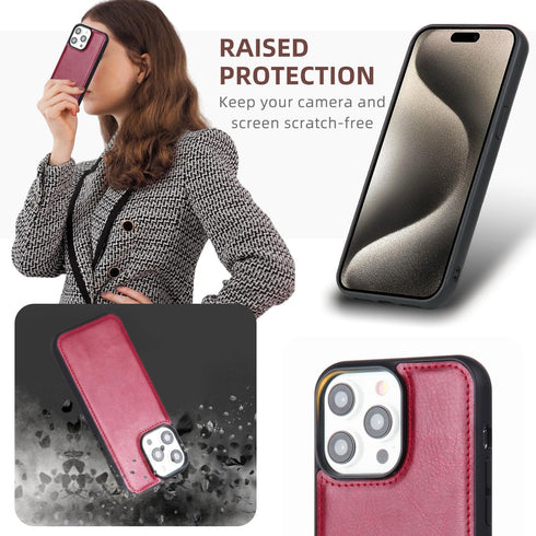 for iPhone 15 Pro Max Wallet Case with Card Holder,Faux Leather Phone Case for Women Men,Magnetic,Kickstand,Wrist Strap,Zipper(Red)......