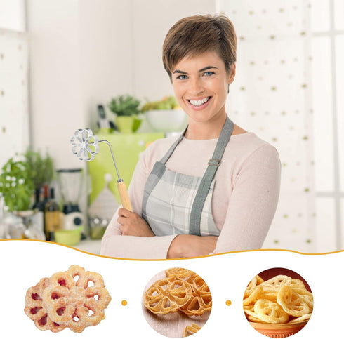 Flower Rosette Iron Waffle Molds: Creative Cake Printing Cookie Pastry with Handle for Dessert Biscuit Waffle Baking Gadget...