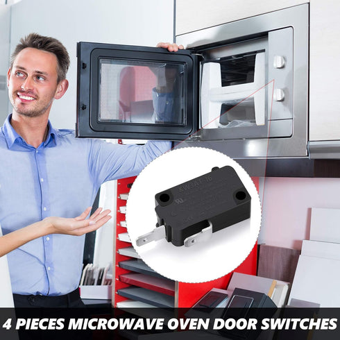 4 Pieces Microwave Oven Door Switches KW3AT-16 Switches Replacement Parts Compatible with SZM-V16-FD-63 SZM-V16-FA-63 3B73362F PS3522738, Switches...