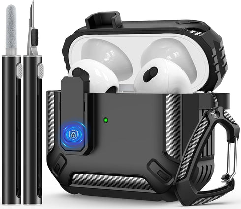 AirPods 3rd Generation Case with Cleaner kit?Carbon Fiber Full Body Shockproof Hard Shell Protection Design Case for Apple Airpods 3 Gen Charging ...