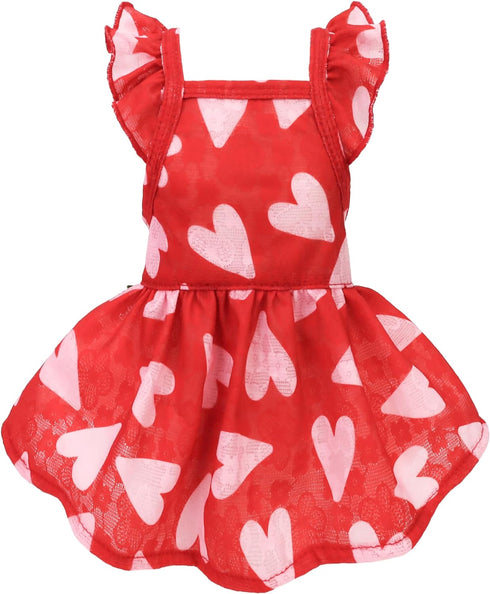 Fitwarm Valentines Day Sweet Heart Dog Dress, Dog Holiday Outfit, Dog Clothes for Small Dogs Girl, Pet Cat Apparel, Red, Pink, Small...