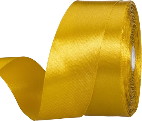 YASEO 1 1/2 Gold Solid Satin Ribbon, 50 Yards Craft Fabric Ribbon for Gift Wrapping Floral Bouquets Wedding Party Decoration...
