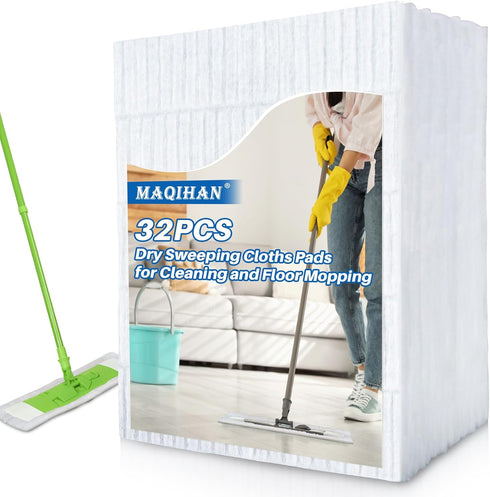 Dry Mop Pads - 32PCS Dry Sweeping Cloths Unscented All Purpose Disposable Mop Pads Dry Mop Refills Floor Cleaner Mop Refill Dust Mop Hardwood Floo...
