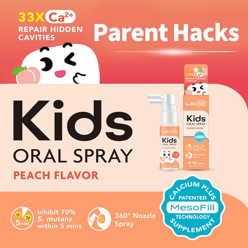 LAB52 Kids Oral Spray, Toddler Toothpaste Helper for Cavity Repair and Fresh Breath, Children Anticavity with Fluoride Free for Newborn to Prescho...