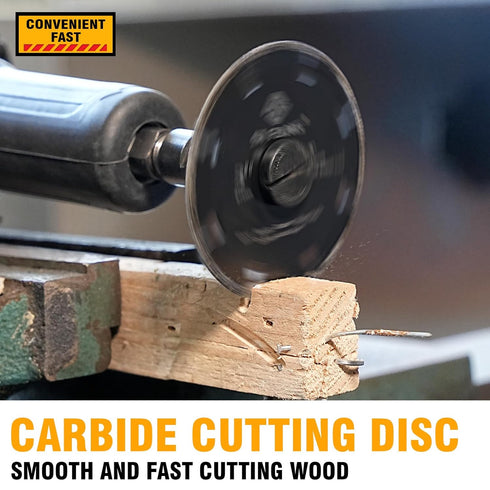 3 Inch Cut Off Wheel with 1/4" Mandrel Adapter for Die Grinder, 3/8" arbor Tungsten Carbide Blade Cutting Wheel for Drill, for Wood/Nails/Plastic/...