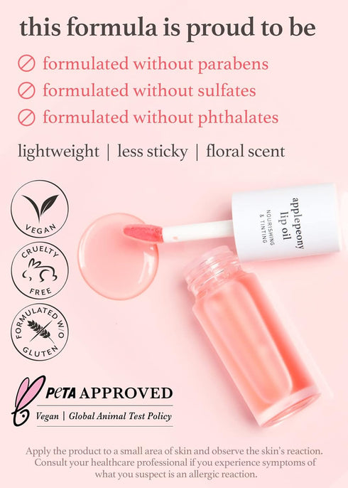 NOONI Korean Lip Oil - Applepeony | Lip Stain, Gift, Long-Lasting, Moisturizing, Plumping, Revitalizing for Dry Lips, Waterproof, No Peel Off, Kor...