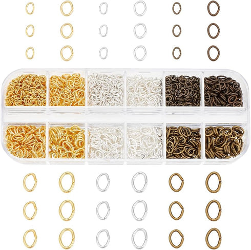 PH PandaHall 1860pcs 3 Colors Oval Jump Rings, 4x3mm 5x4mm 6.5x4.5mm 7x5mm Iron Open Rings Connectors Jewelry Findings for Earring Bracelet Neckla...