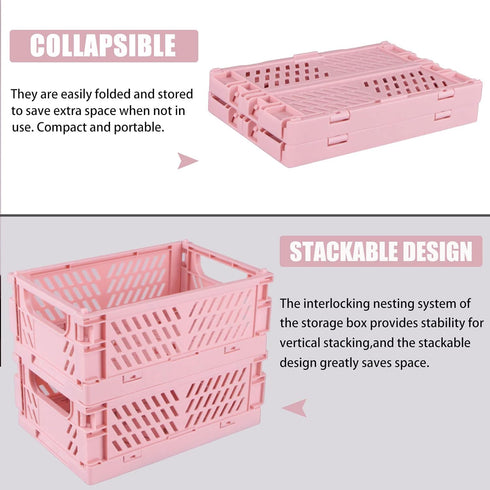 2-Pack Mini Foldable Plastic Baskets for Organizing and Storage, Collapsible Storage Crate for Home Kitchen Bedroom Bathroom Office (5.9x3.8x2.2, ...