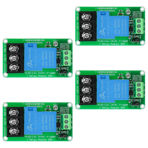 4Pack 30A 1 Channel Relay Module High Low Level Trigger with Optocoupler Isolation Load DC 30V AC 250V 30A for PLC Automation Equipment Control In...