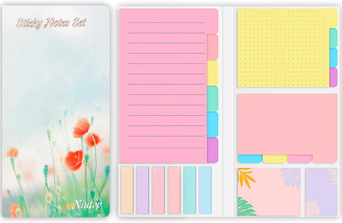 Sticky Notes Set, Post Self-Stick Notes Pads for Journaling Notebook Planner Study, Office Supplies College Essentials Back to School Supplies for...