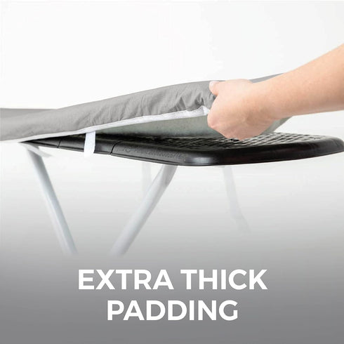 HOME GENIE Ironing Board Cover, Silicone Coating, Full Size Scorch Resistant Padding, Elastic Edge Heavy Duty Iron Pad Covers Standard Boards, Hoo...
