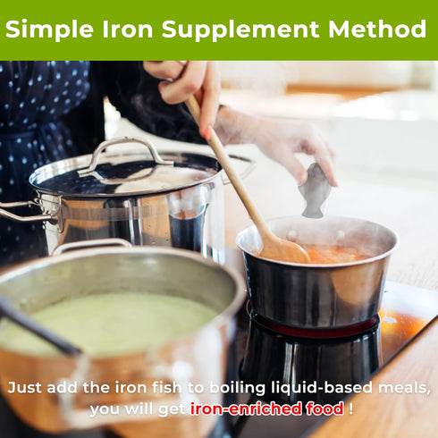 Iron Fish, 2 Pack Iron Fish for Iron Deficiency, A Natural Source of Iron, Safe Cooking Tool to Add Iron to Food and Water, Reduces Risk of Iron D...