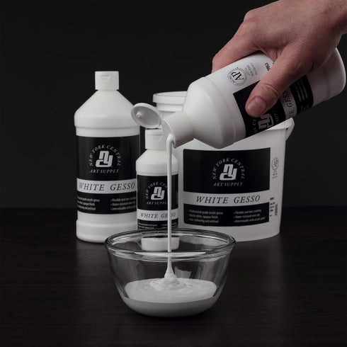 New York Central Acrylic Gesso - White Professional Grade Gesso for Painting, Acrylic, Oil, Pastels, & More! - 8 oz Bottle...