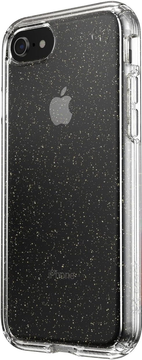 Speck Products Presidio Perfect-Clear with Glitter iPhone SE (2022)| iPhone SE (2020)| iPhone 8| iPhone 7 Case, Clear with Gold Glitter...