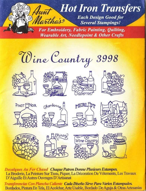 Wine Country Aunt Martha's Hot Iron Embroidery Transfer...