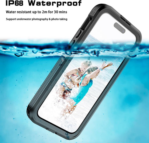 for iPhone 15 Pro Max Waterproof Case, Built-in Screen Protector, Shockproof, Snowproof, Dustproof, Full Body Protective Cover for iPhone 15 Pro M...