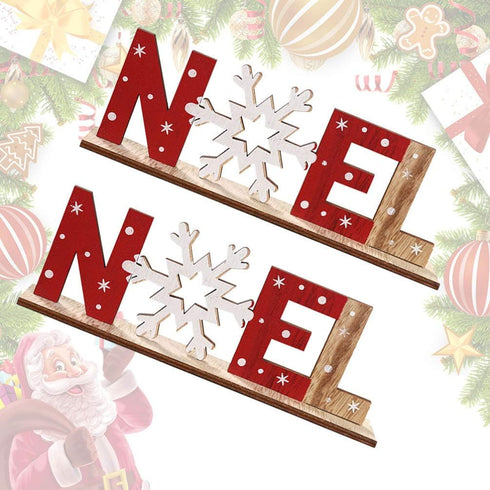 SUPVOX 2pcs Christmas Wooden Decorations Xmas Holiady Tabletop Noel Sign Decorations Ornament...