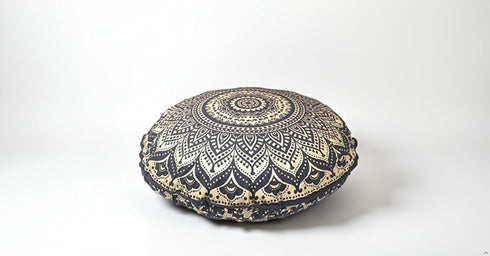 32" Gold Mandala Barmeri Large Floor Pillow Cover Cushion Meditation Seating Ottoman Throw Cover Hippie Decorative Zipped Bohemian Pouf Ottoman Po...
