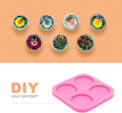 Super Glossy 1.7 inch Silicone Mold for DIY Round Phone Grip Resin Mold, 4-Cavity Circle Phone Socket Molds for Epoxy Resin, Jewelry Making Silico...